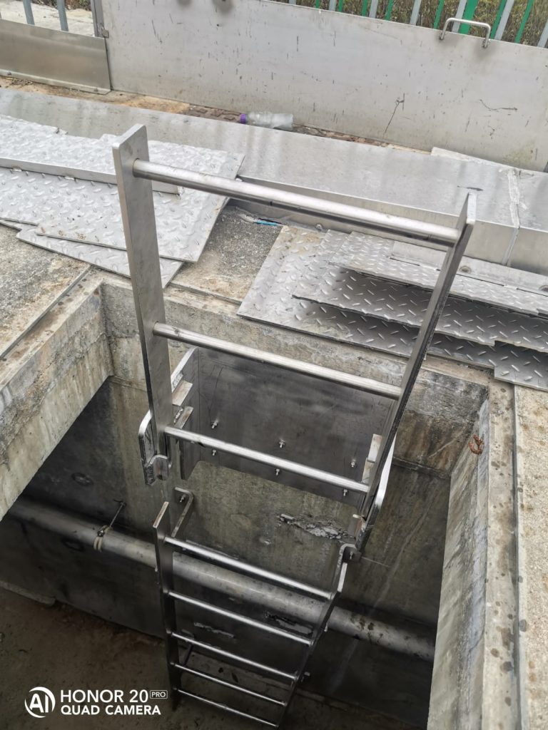 WSD Stainless steel cat ladder，水務署設備標準圖則：WSD 7.3H，泵房不鏽鋼貓梯，天井不鏽鋼貓梯，天井檢修不鏽鋼平台